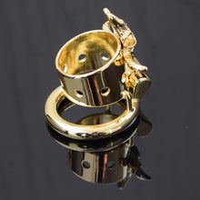 Load image into Gallery viewer, New Gold Bull Head Male Chastity Device Locked
