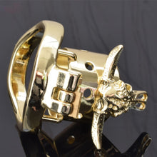 Load image into Gallery viewer, New Gold Bull Head Male Chastity Device Locked
