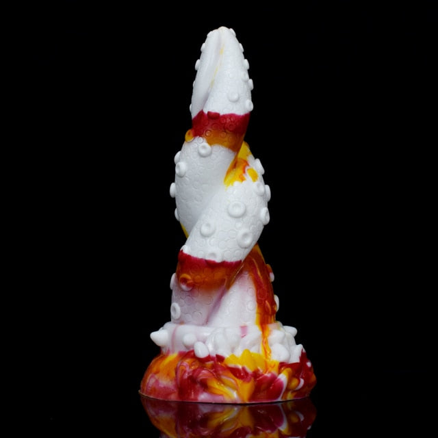 FAAK New large anal plug yellow dragon erotic design twist octopus leg textured silicone suck animal dildo sex toys for women