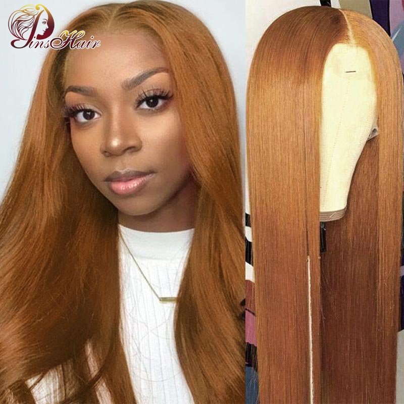 Honey Blonde Pre-Plucked  Straight Lace Front Remy Hair 13x1 Lace Part Peruvian Pins hair 180%