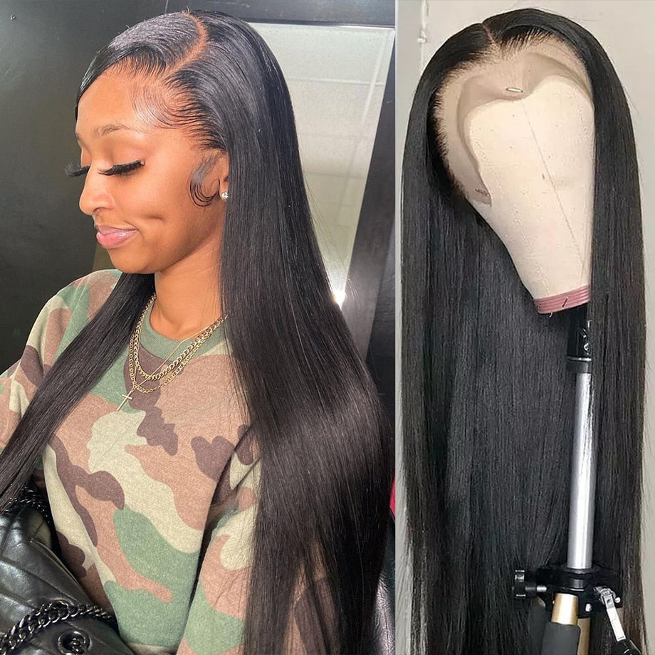 30 40 Inch Straight Lace Front  Pre plucked High Density Brazilian  Human Hair