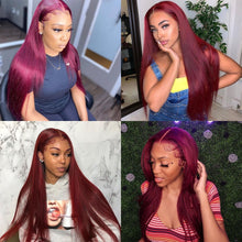 Load image into Gallery viewer, 99j Burgundy Lace Front  30 Inch Pre-Plucked Hd Transparent Straight Human Hair
