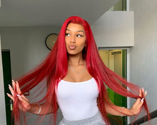 Load image into Gallery viewer, 30 Inch Burgundy Lace Front Wig
