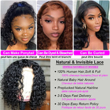 Load image into Gallery viewer, Cranberry Hair Malaysian Hair Water Wave Wig Short Human Hair Wigs Remy Malaysian Human Hair Wigs For Women Bob Lace Front Wigs
