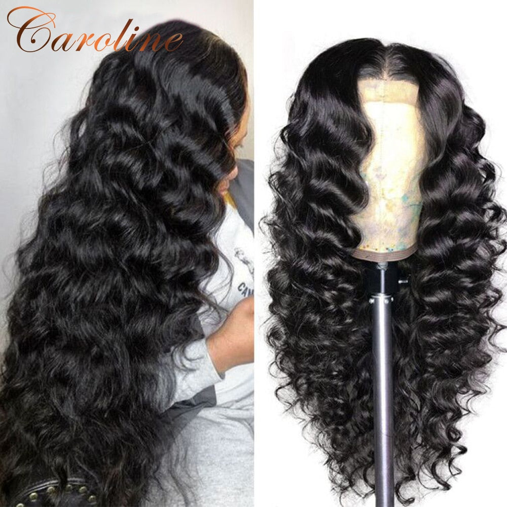 Lace Front Human Hair  Loose Deep Wave  180 Density Remy