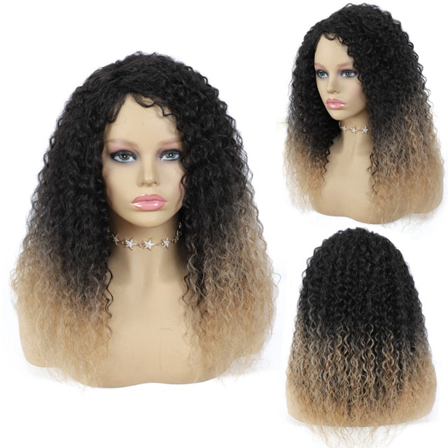 Kinky Curly Synthetic Mixed 30% Human Hair Wigs