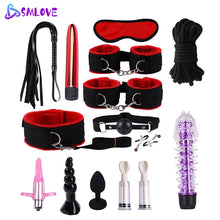 Load image into Gallery viewer, Handcuffs Nipple Clamps Bondage Whip BDSM Sexy Toys Erotic Flirting Feather Stick
