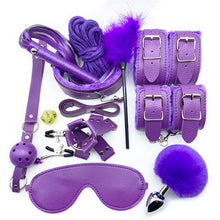 Load image into Gallery viewer, Handcuffs Nipple Clamps Bondage Whip Gag Erotic Flirting Feather Stick Sex
