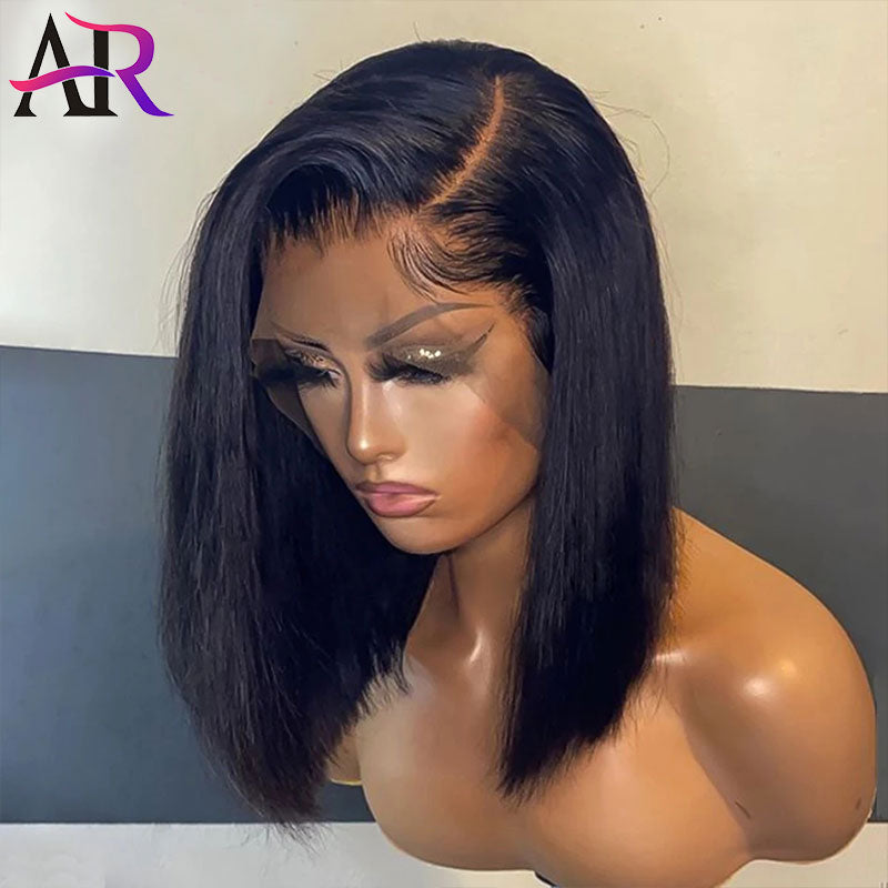 A&R Straight Short Bob Lace Front Human Hair Wigs
