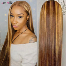 Load image into Gallery viewer, 4 27 Highlight Wig 28 30 inch Ombre Bone Straight Lace Front
