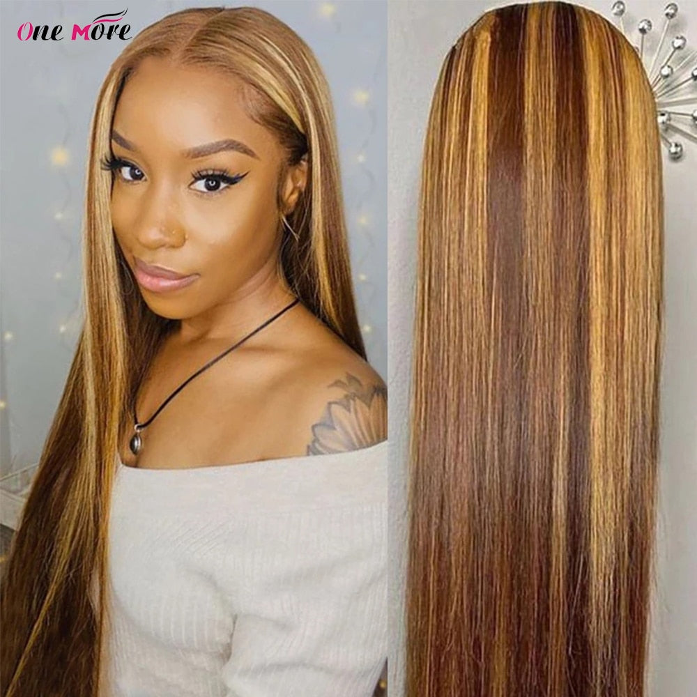 4 27 Highlight Wig 28 30 inch Ombre Bone Straight Lace Front