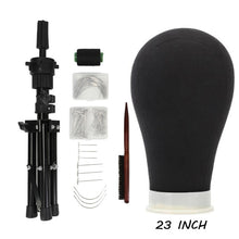 Load image into Gallery viewer, 22/23&#39;&#39;Training Mannequin Head Canvas Wig Stand with T Pins Needles with Tripod and Comb
