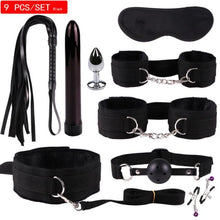 Load image into Gallery viewer, New Sex BDSM Collar Handcuffs Whip Erotic Sex Toys For Couples Adult Games Black Leather Bondage Kits Sex Shop 7/8/9/10/11PCS
