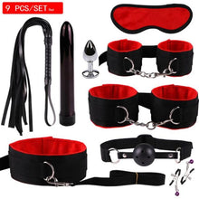 Load image into Gallery viewer, New Sex BDSM Collar Handcuffs Whip Erotic Sex Toys For Couples Adult Games Black Leather Bondage Kits Sex Shop 7/8/9/10/11PCS
