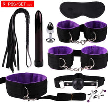 Load image into Gallery viewer, New Sex BDSM Collar Handcuffs Whip Erotic Sex Toys For Couples Adult Games Black Leather Bondage Kits Sex Shop 7/8/9/10/11PCS
