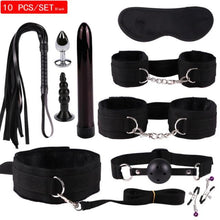 Load image into Gallery viewer, New Sex BDSM Collar Handcuffs Whip Erotic Sex Toys For Couples Adult Games Black Leather Bondage Kits Sex Shop 7/8/9/10/11PCS
