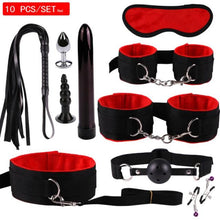 Load image into Gallery viewer, New Sex BDSM Collar Handcuffs Whip Erotic Sex Toys For Couples Adult Games Black Leather Bondage Kits Sex Shop 7/8/9/10/11PCS
