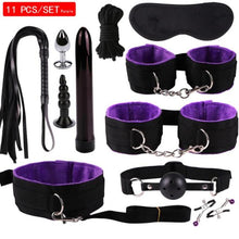 Load image into Gallery viewer, New Sex BDSM Collar Handcuffs Whip Erotic Sex Toys For Couples Adult Games Black Leather Bondage Kits Sex Shop 7/8/9/10/11PCS
