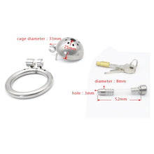 Load image into Gallery viewer, 2021 New stainless steel  Male Chastity Device Super Small Short Cock Cage with Stealth lock  Ring Sex Toy
